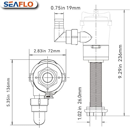 Miniatura 8 de Seaflo Bomba Livewell en ángulo de 12v 800 GPH
