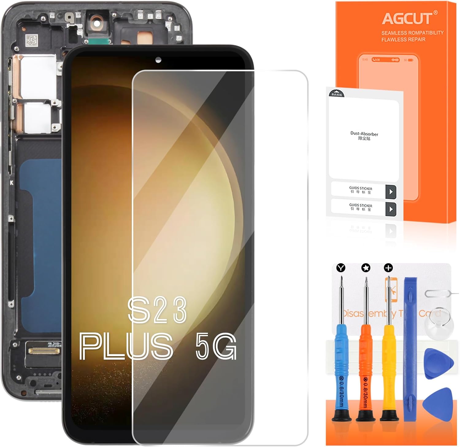 TFT for Samsung Galaxy S23 Plus Screen Replacement for Display Samsung S23 Plus LCD SM-S916B SM-S916U SM-S916W LCD Digitizer Touch Screen Assembly with Frame (US Version,No Fingerprint) (White)