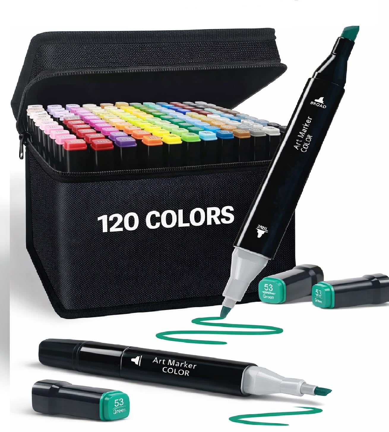 Finaxo Colors Art Markers Sketch Pen Dual Tip Artist Art Marker Vibrant Colors Set For Coloring Sketching Drawing Painting,Twin Head Permanent Sketch Markers Pen With Carry Case,Multicolor (120)