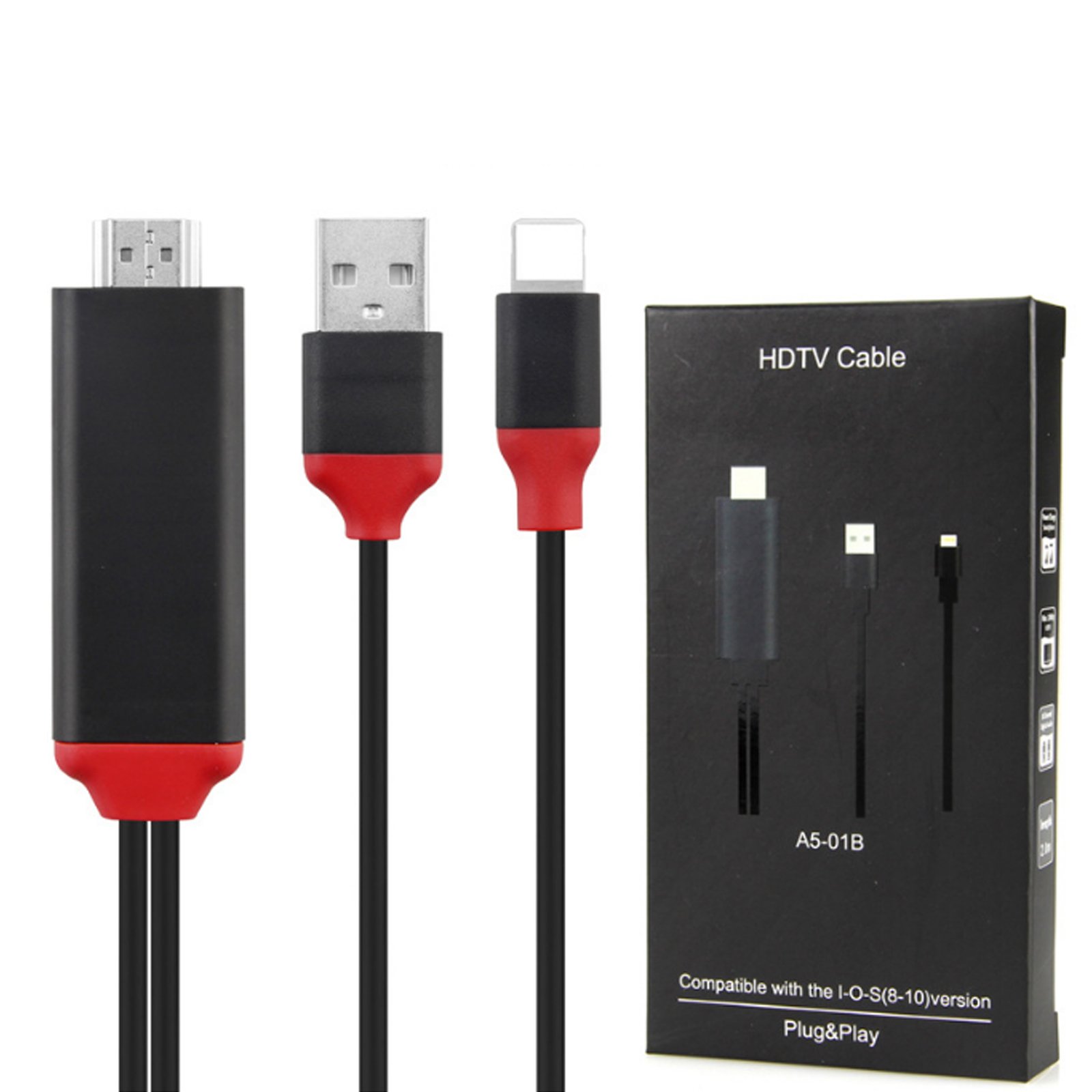 Cable to HDMI, cable for iPhone HD TV 5 / 5s / 6 / 6s / 6 iPhone adapter adapter more / 6s more / 7/7 more, 2 meters, XD panda