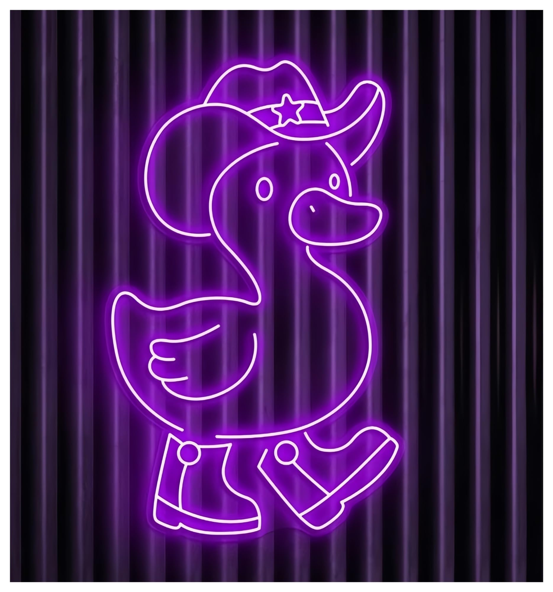 SHOUXI Sign Lamp Cute Cowboy Duck Neon Sign Wall Decor Animal Shop Wall Art Nursery Room Wall Decor Kids Room 48cm(E)