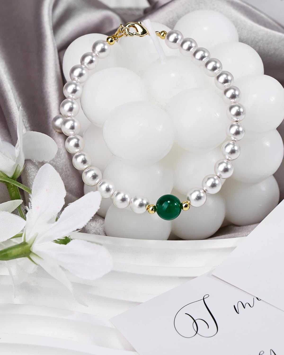 Pearl Bracelets for Women, Gold Plated Bead Bracelet, Dainty Link Bracelets for Women, Adjustable Pearl Jewelry, Beaded Bracelets Stackable Jewelry Gifts for Her - Image 6