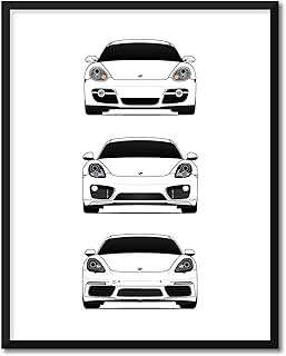 CUSTOMIZABLE COLOR: Porsche Cayman Generations Inspired Car Poster - Handmade Print of Cayman Generations (Car Models: 718/981/ 987) - 17x22" Metallic Print (Unframed)-Perfect Gift Car Enthusiast