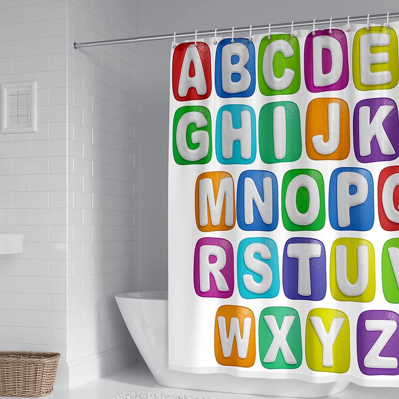 Rideau de douche alphabet KnSam pour égayer la salle de bain des enfants et adultes