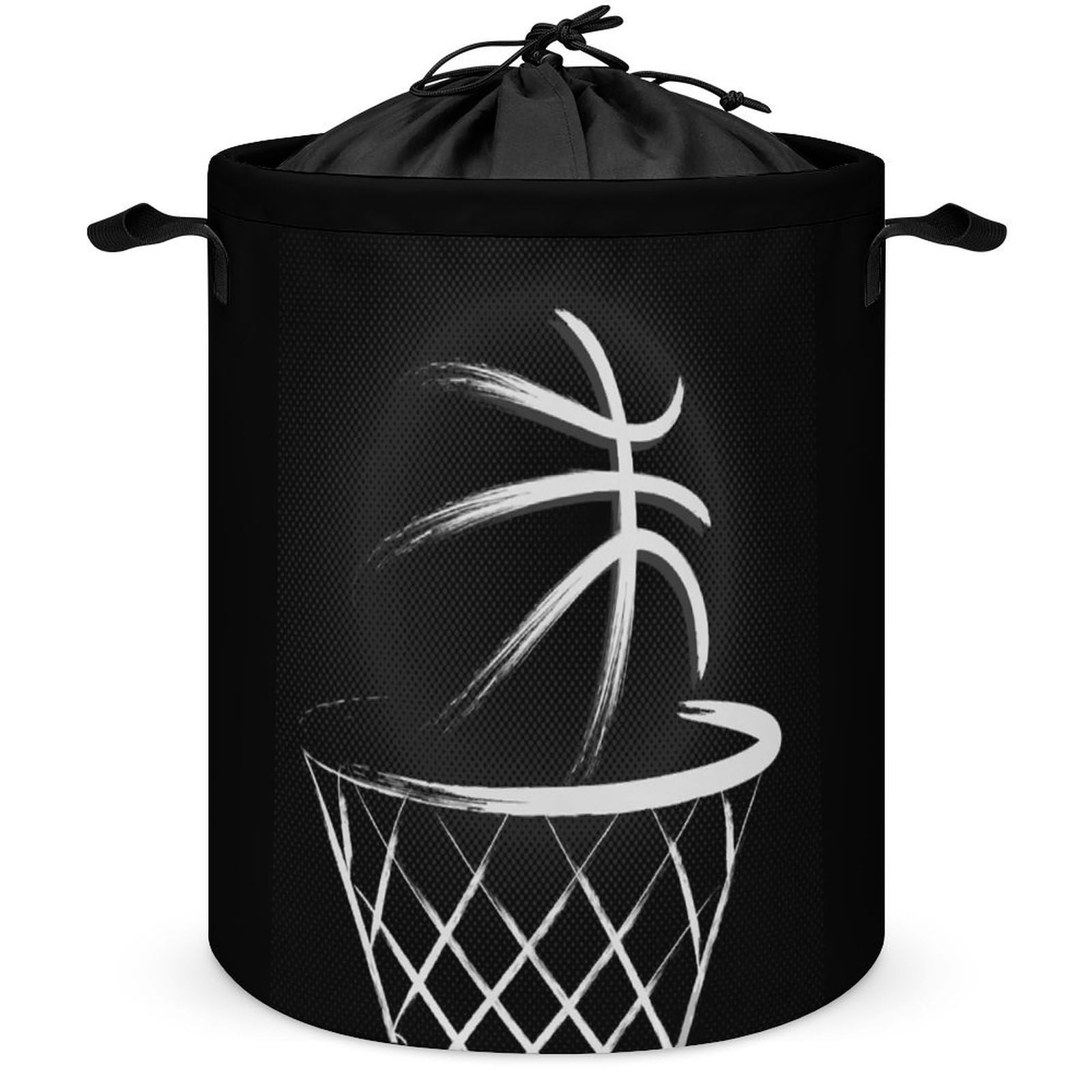 Wlntrophic Drawstring Laundry Hamper, Basketball Laundry Basket, Washing Basket with Handle