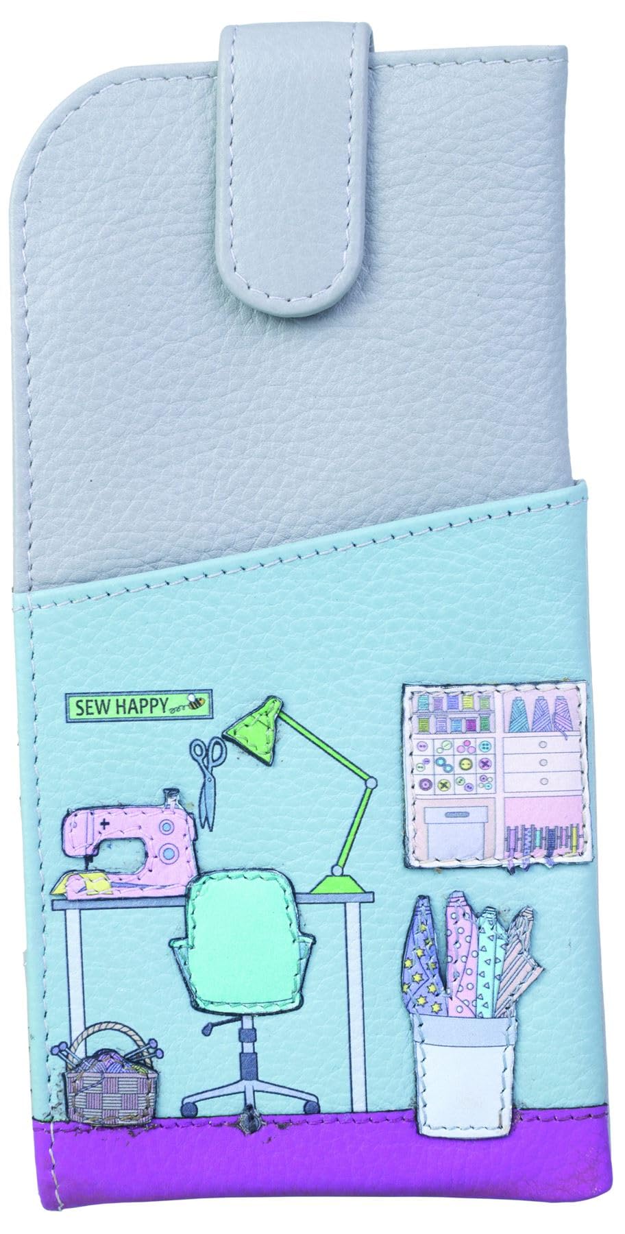 Mala Leather Sewing Room Collection Leather Glasses Case 5199_22 Grey