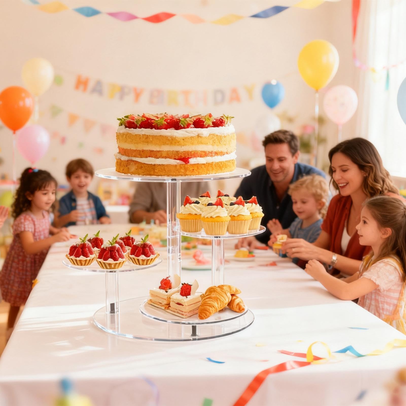 Cupcake Turm 4-Etagen Servierhalter | Cupcake-Ständer Für Den Desserttisch Für Kekse Snacks Und Essen Hochzeitsfeier Geburtstag Weihnachtsfeier Baby-Shower