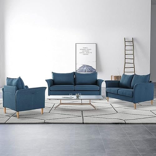 Miniatura 6 de ZUNMOS Sofá de 3 asientos, muebles modernos de 77 pulgadas con asiento profundo, sofá tapizado de mediados de siglo para sala de estar, apartamento,