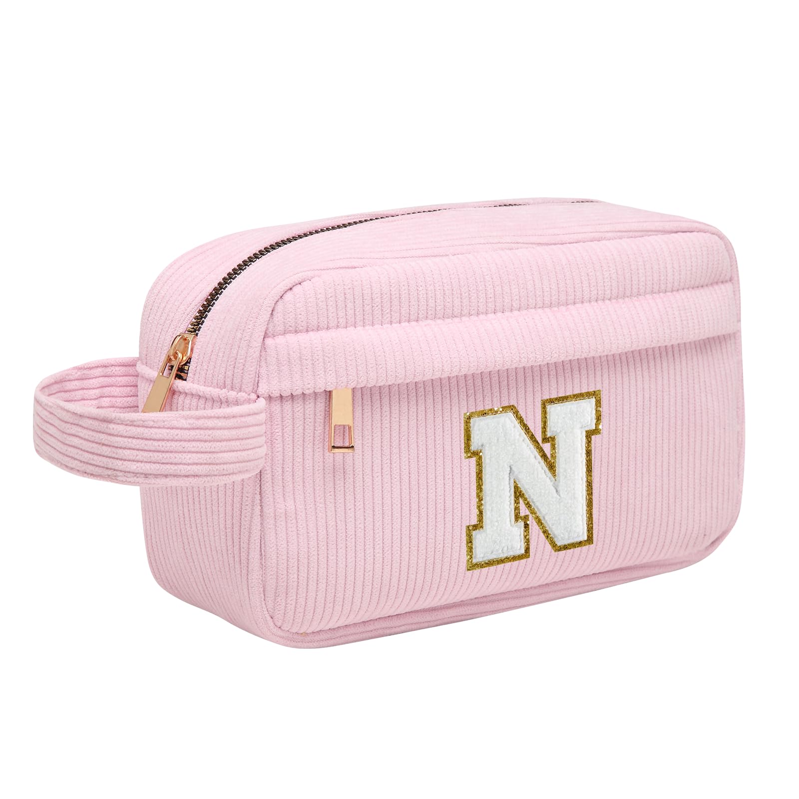 Neceser Maquillaje Mujer Personalizado Inicial, Bolsa de Cosméticos de Viaje, Gran Capacidad Neceser de Maquillaje de Pana, Regalo Cumpleaños Navidad para Mujeres Novias Mejores Amigas, Rosa L — view 37