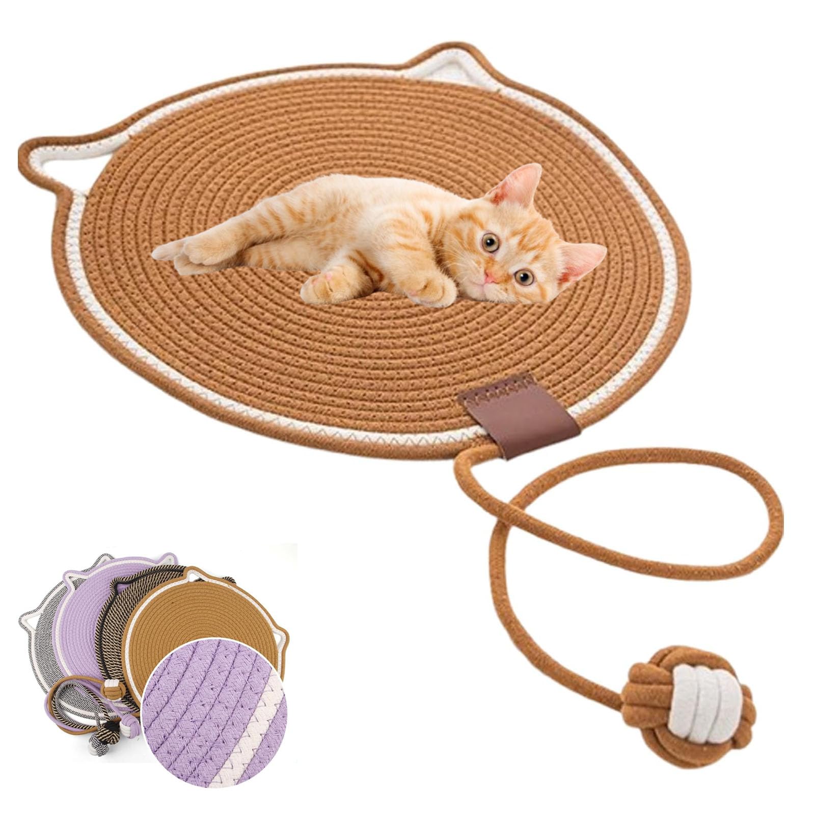 Celery Pets Dual Scratching Pad, Large Size Cat Bed Cat Scratching Pad With Cat Toy, Cat Sleeping Mat Scratch-Resistant Wear-Resistant Washable Pet Ma (Brown)