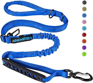 IOKHEIRA Hundeleine, verstellbare Leine (1,2 bis 1,5 m) mit Sicherheitsgurt für Hunde, komfortabler gepolsterter Griff und reflektierende Fäden