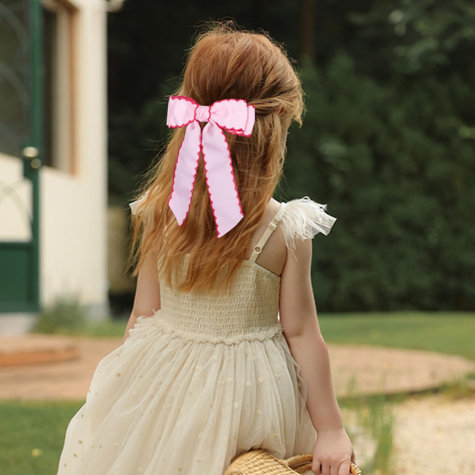 Haarspangen, Ripsband, 12,7 cm, handgefertigt, Haarschmuck mit Krokodilklemmen für Mädchen, Kinder, Frauen, Rosa mit Rosenrot