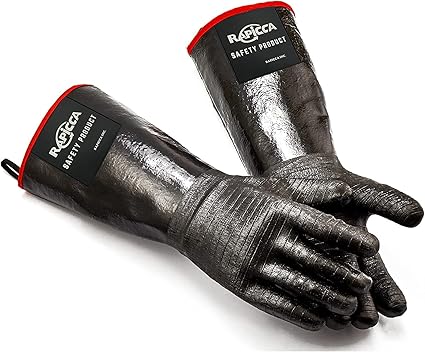 RAPICCA Griller BBQ Heat Resistant Insulated Cooking Gloves for Barbecue/Grill/Smoker/Fry Turkey/Pot Holder/Oven mitt/Baking, Waterproof Neoprene Coating with Textured Palms Long Sleeve 14-Inch??