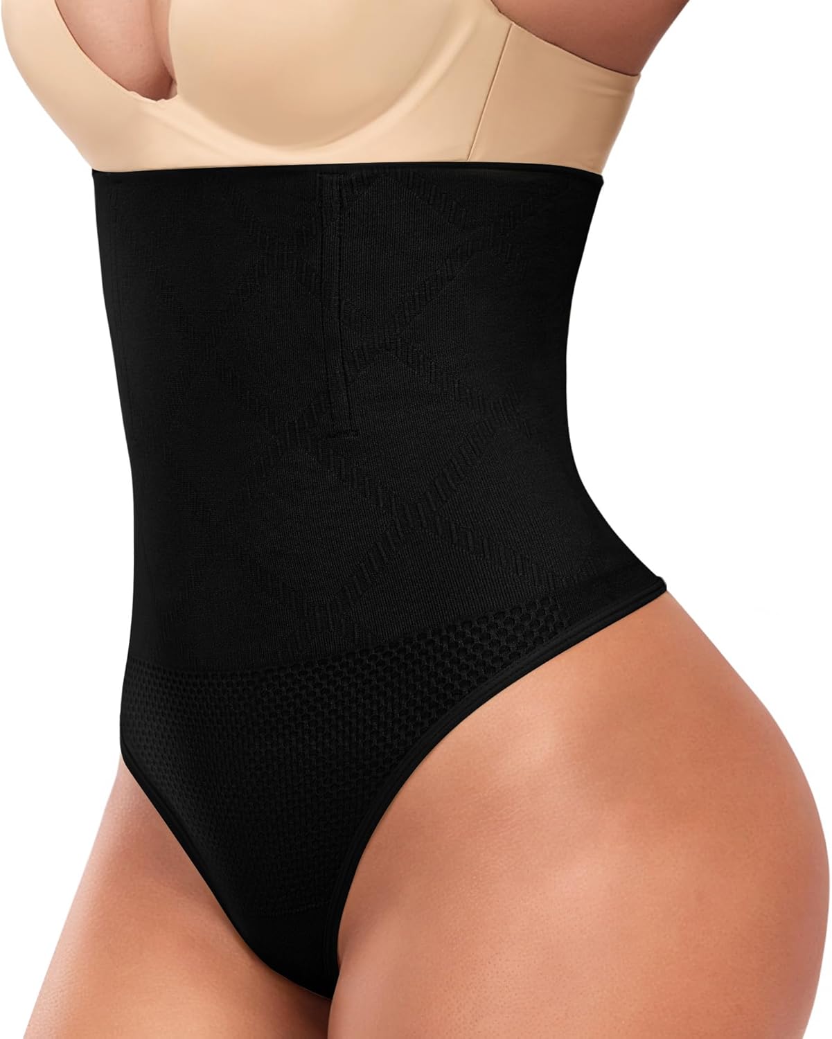 Tummy Control Thong Shapewear for Women, High Waisted Underwear Seamless Body Shaper Panties Girdle Waist Cincher