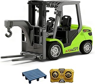RCフォークリフト 1/64スケール 2.4G 10KM/h フルプロポーショナルミニRCトランスポート車両 (4*12*7cm) 、コントローラー、カーゴフック、 フォークリフト、パレット付き 屋内屋外おもちゃギフト 大人向け 玩具ギフト ハロウィン クリスマス プレゼント C