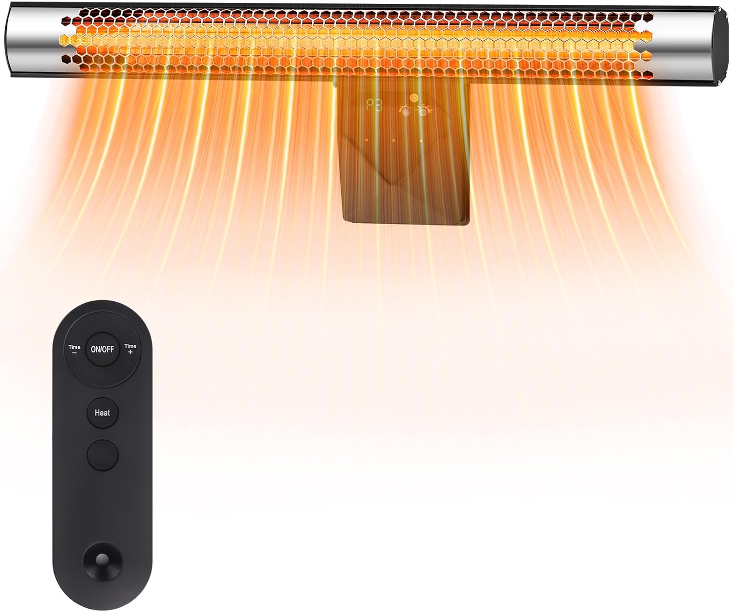 Carbon Infrared Heater Wall Mounted Electric Outdoor/Indoor Space Heater with 1-8H Timer, 3 Heat Levels, IP55 Waterproof, 1500W Wall Heater for Restaurant, Patio, Backyard, Garage, Office Decks