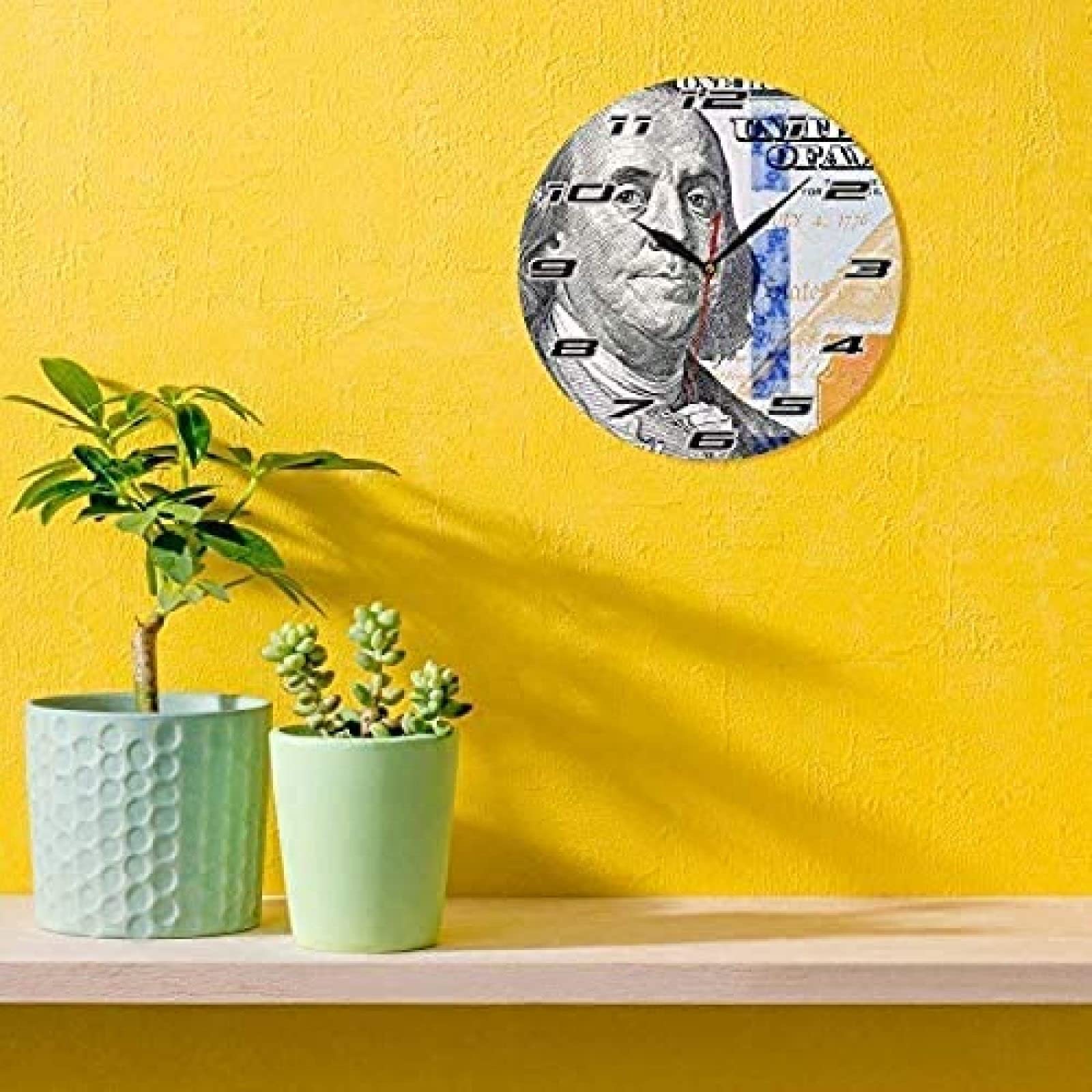 アメリカ100ドル紙幣デザイン アナログ時計　レア壁時計　年代物掛け時計 壁掛け時計 100ドル札 置き時計 アメリカ 雑貨 - メルカリ