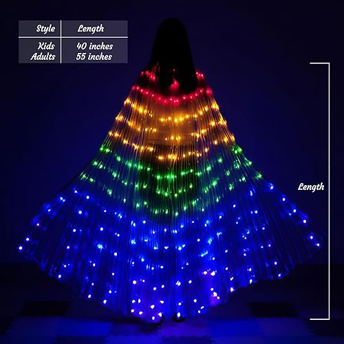 Miniatura 2 de Alas de hadas LED iluminadas para niños y adultos, alas de mariposa multicolor brillantes para fiestas y eventos encantadores (40 pulgadas para
