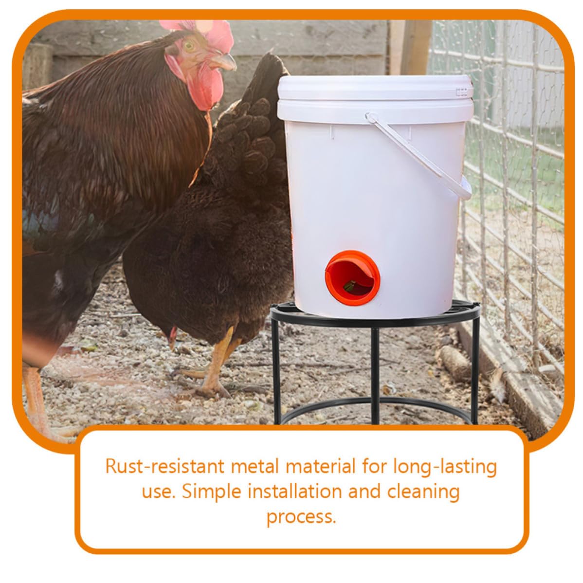 Supporto 2 in Mangiatoia per Abbeveratoio per Galline e Pezzi Ferro Nero | Stabile e Robusto, Resistente alla Ruggine, per Piccoli Animali, Uso nel Pollaio da Esterno