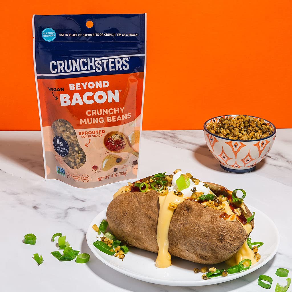 Crunchsters Crunchy Sprouted Mung Beans, Plant-Based Protein Super-Snack and Salad Topper, Gluten-Free, Nut-Free, Vegan, 6g Protein per Serving, 4oz. Bags (4 Pack, Variety)
