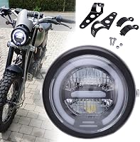 JMTBNO 6.5" LED Motorkerékpár Fényszóró 12V Univerzális Fehér Halo Fénnyel - White 6