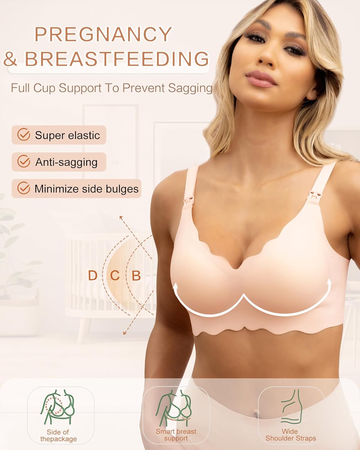As Fairy Nursing Bras for Breastfeeding Wavy Seamless Comfort Maternity Bralette Wireless Pregnancy Sleep Bra with Support - Image 2