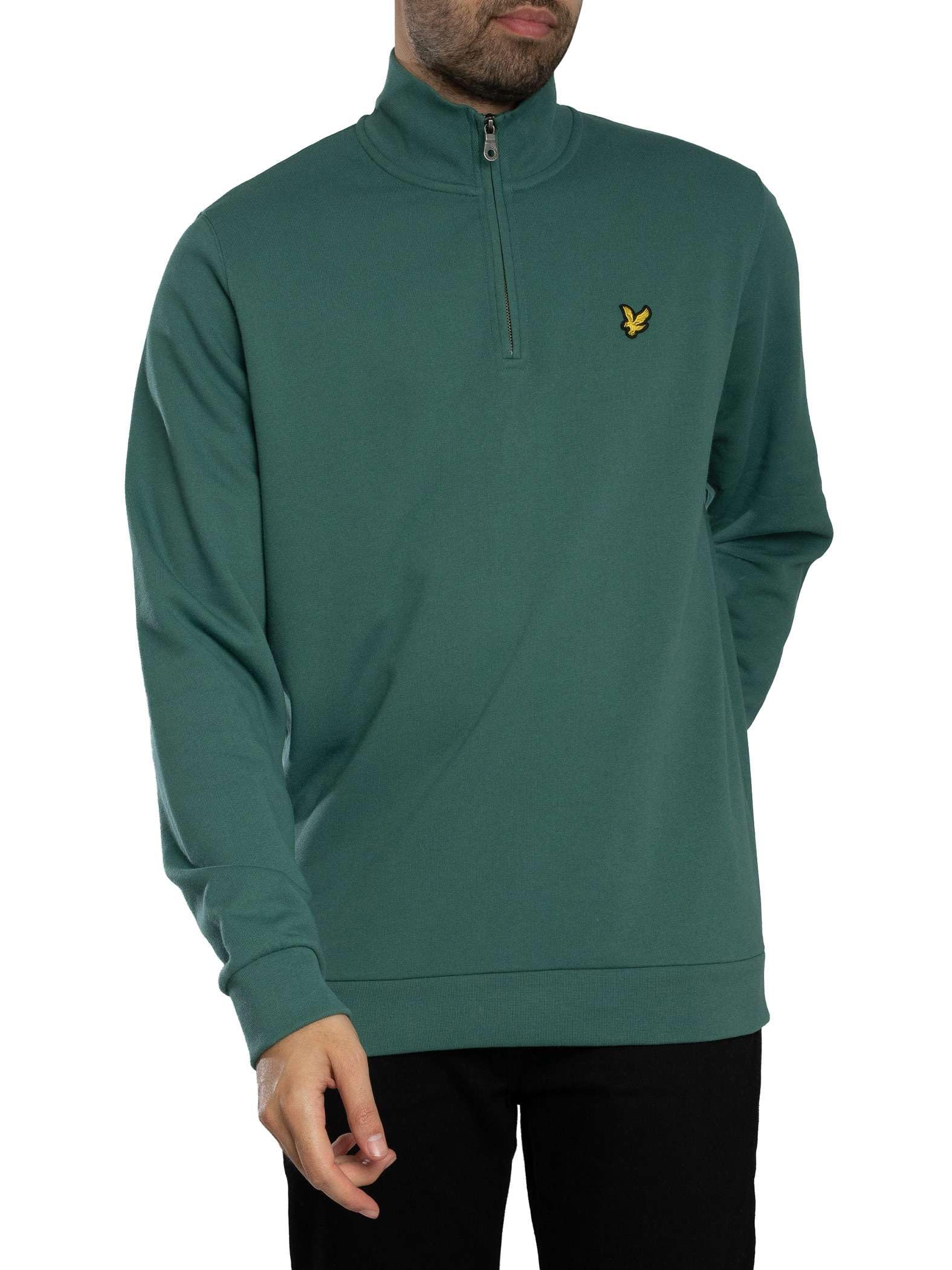 Lyle & Scott Męski Bluza Z Zamkiem Błyskawicznym Na Ćwiartkę, Everglade