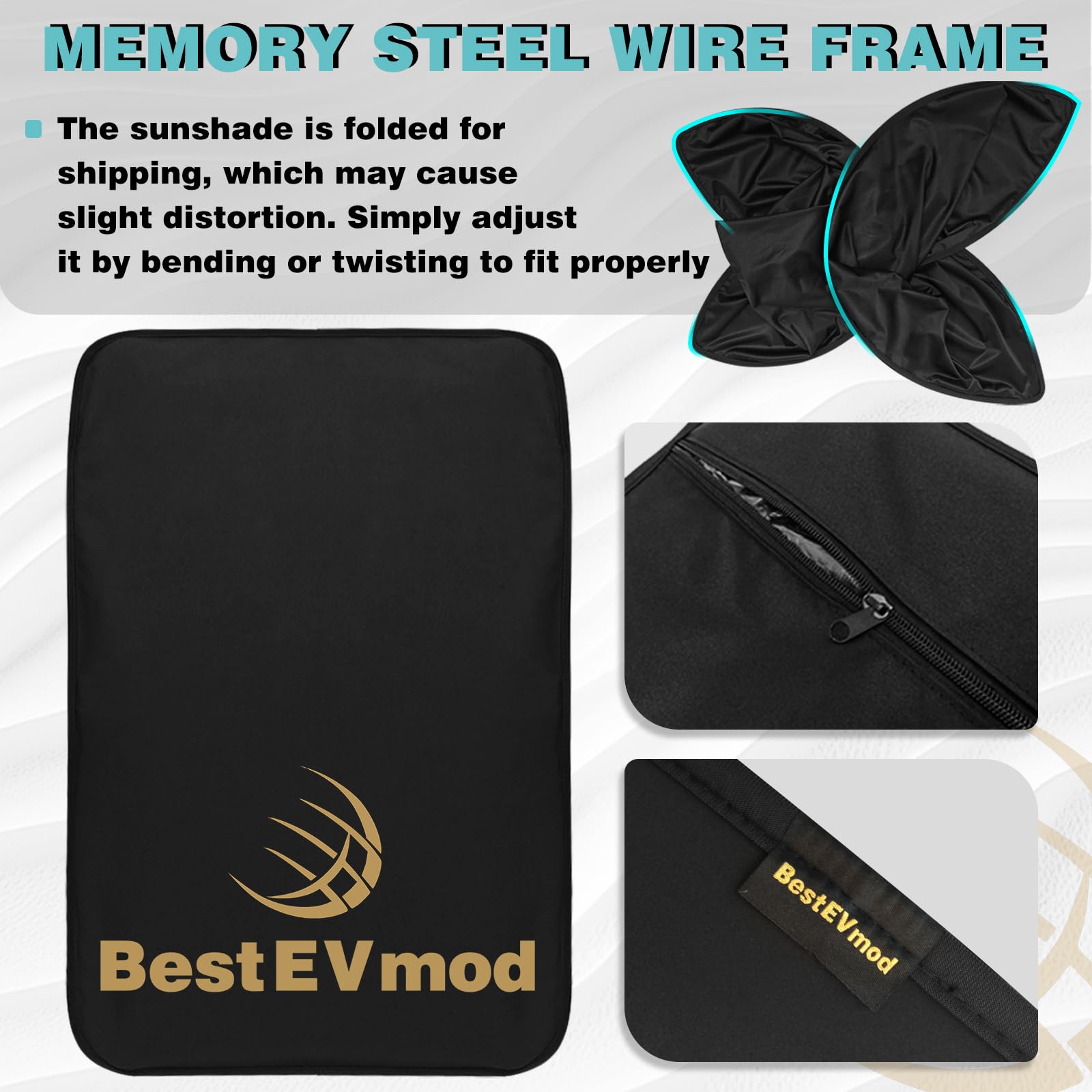 BestEvMod - Lot de 3 pare-soleils pour pare-brise et toit compatibles avec le nouveau modèle Tesla Y Juniper 2026 2025, pare-soleil pliable, protection contre la chaleur et les UV, pare-soleil avec