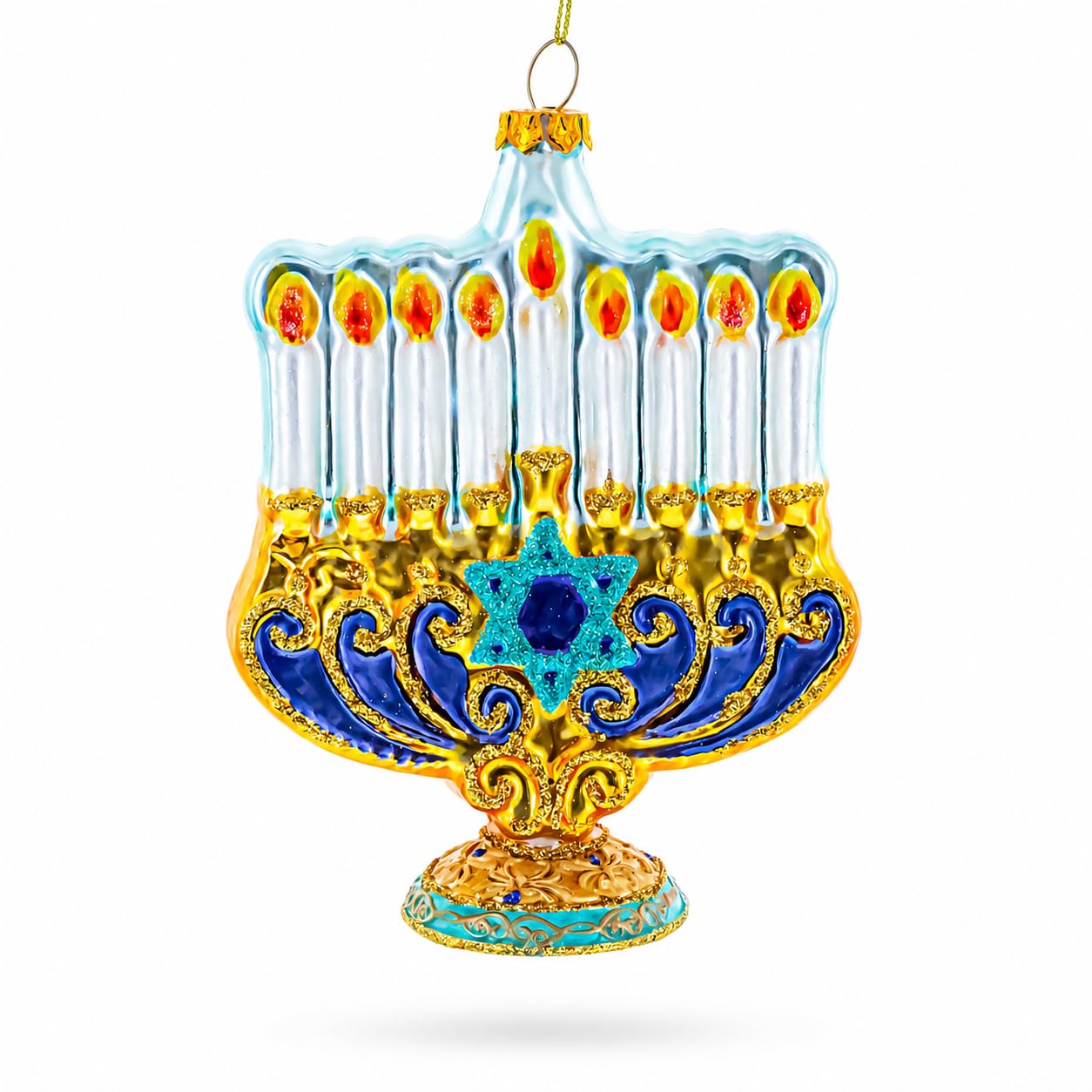 Menorah de Hanoucca déco Noël en verre pour table de fête