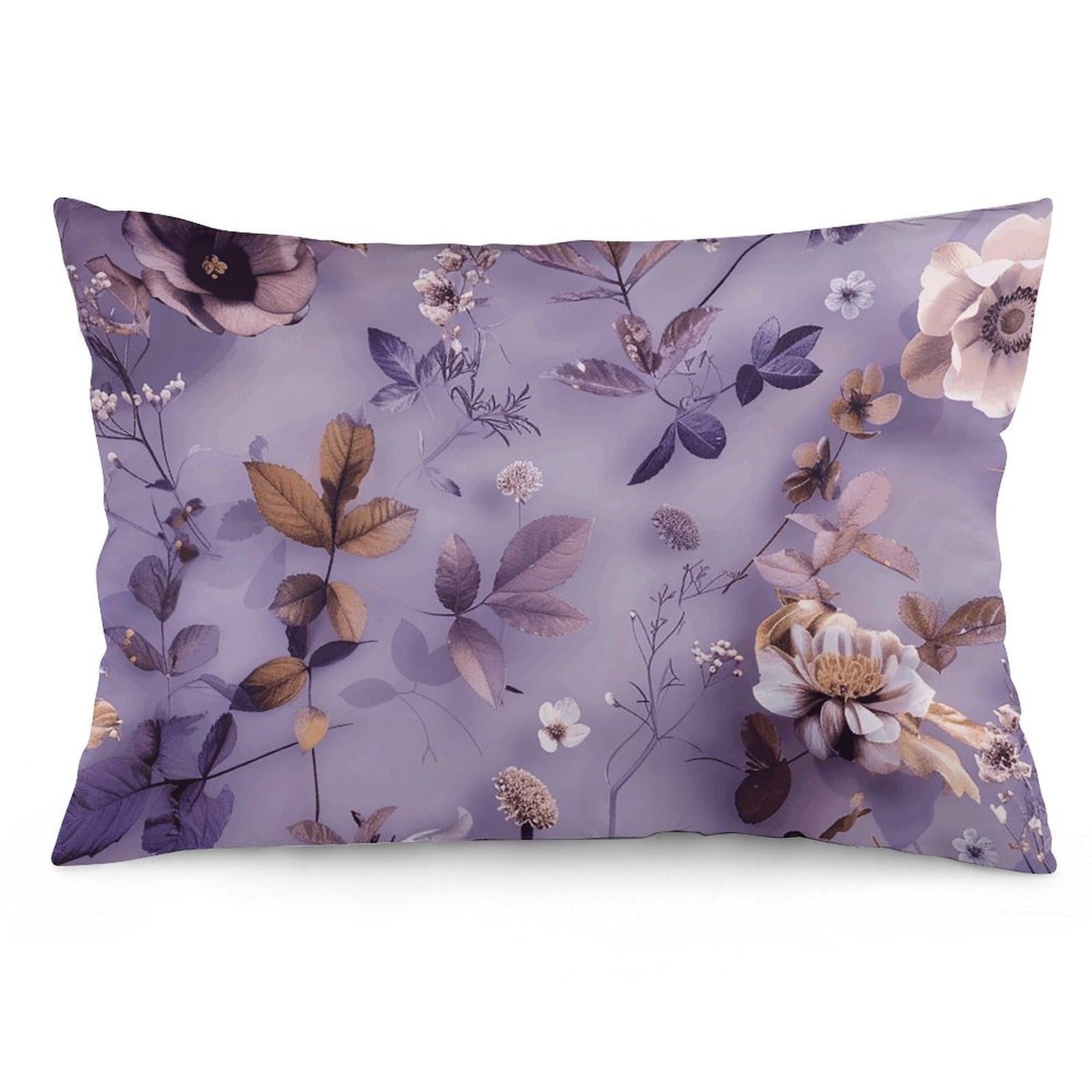 2 Pack Pillow Cases for Hair and Skin, Soft Breathable Pillow Case Covers with Hidden Zipper, Flowers and Leaves Pillowcase 16 "x24 Pillow Covers for Sleeping Gift