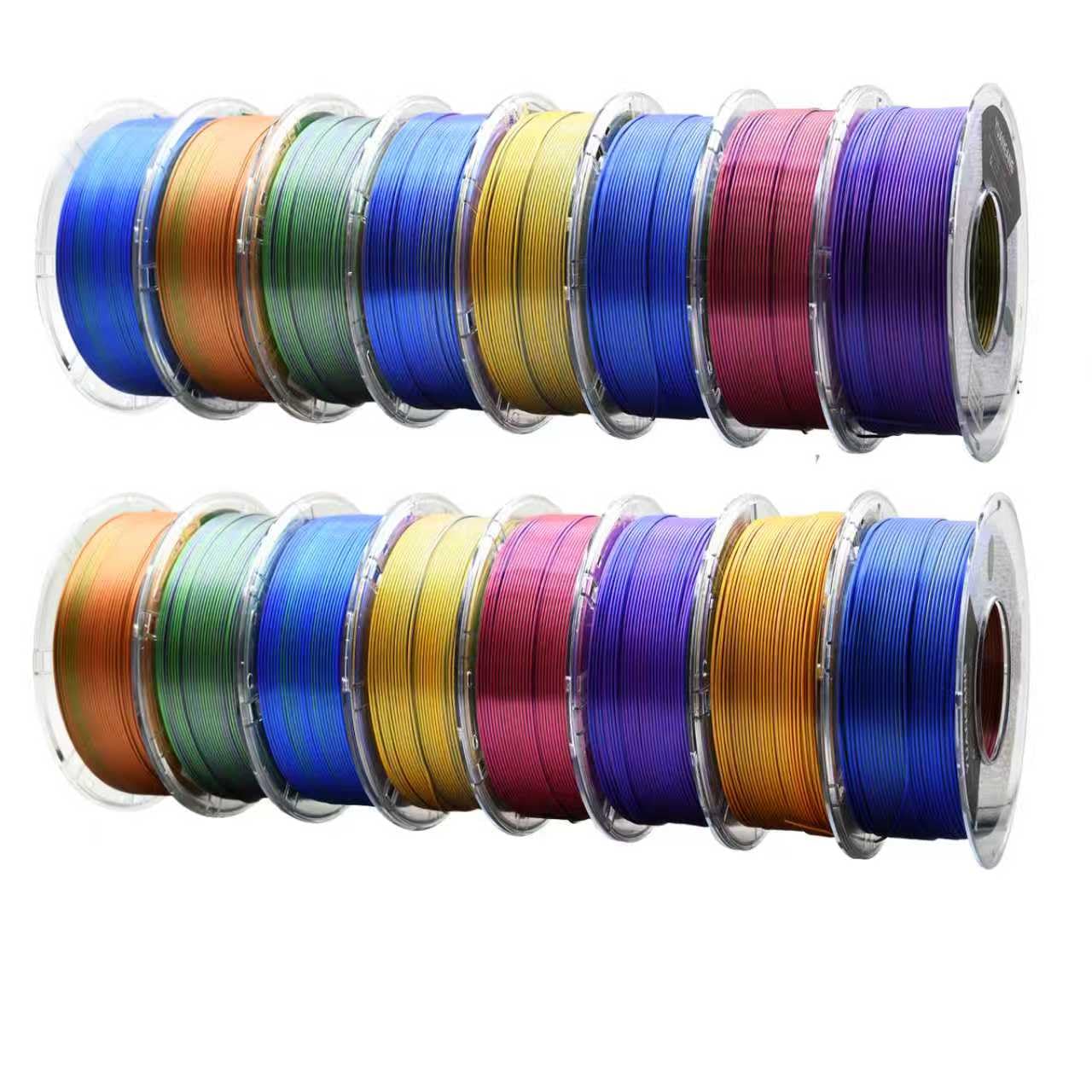 Filamento PLA para impresora 3D, paquete de filamento PLA de triple color, carrete de 22 libras (22 libras), PLA de seda de 1.75 mm, precisión dimensional +/- 0.03 mm, 1 kg x 16 colores triples