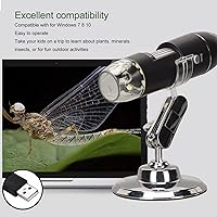 Vista 4 de Microscopio digital USB 50X a 1600X, cámara endoscopio de aumento con 8 LED, microscopio portátil de mano con soporte para Android