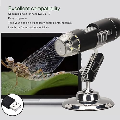 Miniatura 4 de Microscopio digital USB 50X a 1600X, cámara endoscopio de aumento con 8 LED, microscopio portátil de mano con soporte para Androidpara Windowspara