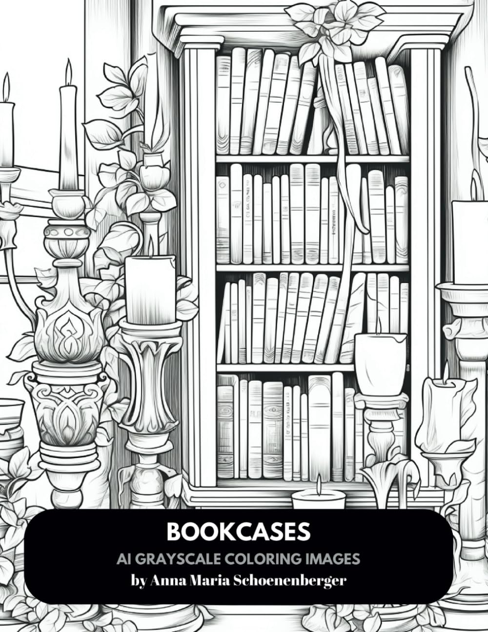 BOOKCASES-AI Grayscale Coloring Book: Library for Bookworm Colorist