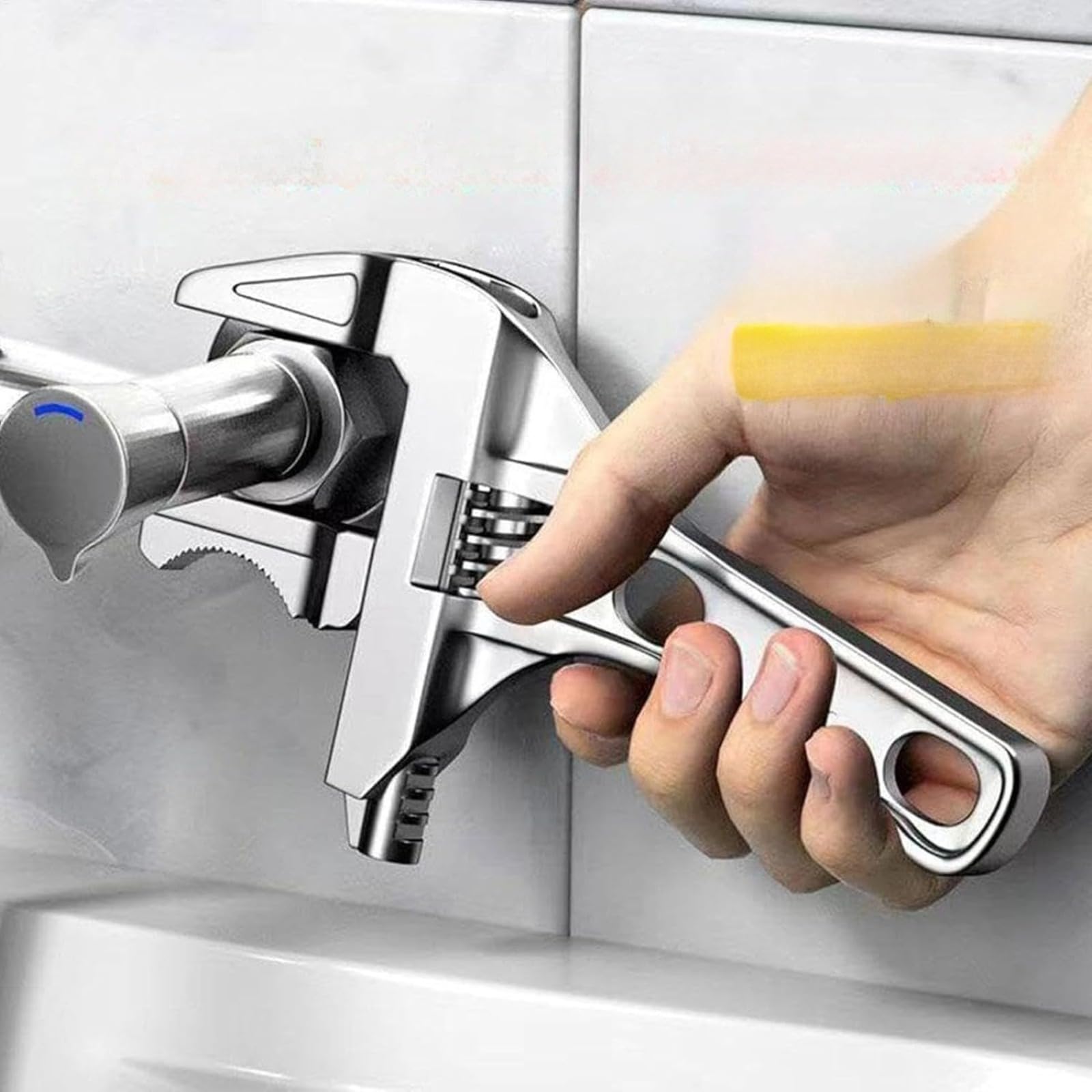 Compact Water Pipe Wrench - Mini Adjustable Wrench, Lightweight Faucet Faucet with Wide Opening, Adjustable Plumbing Wrench, Small Faucet for Home, Garage, Workshop