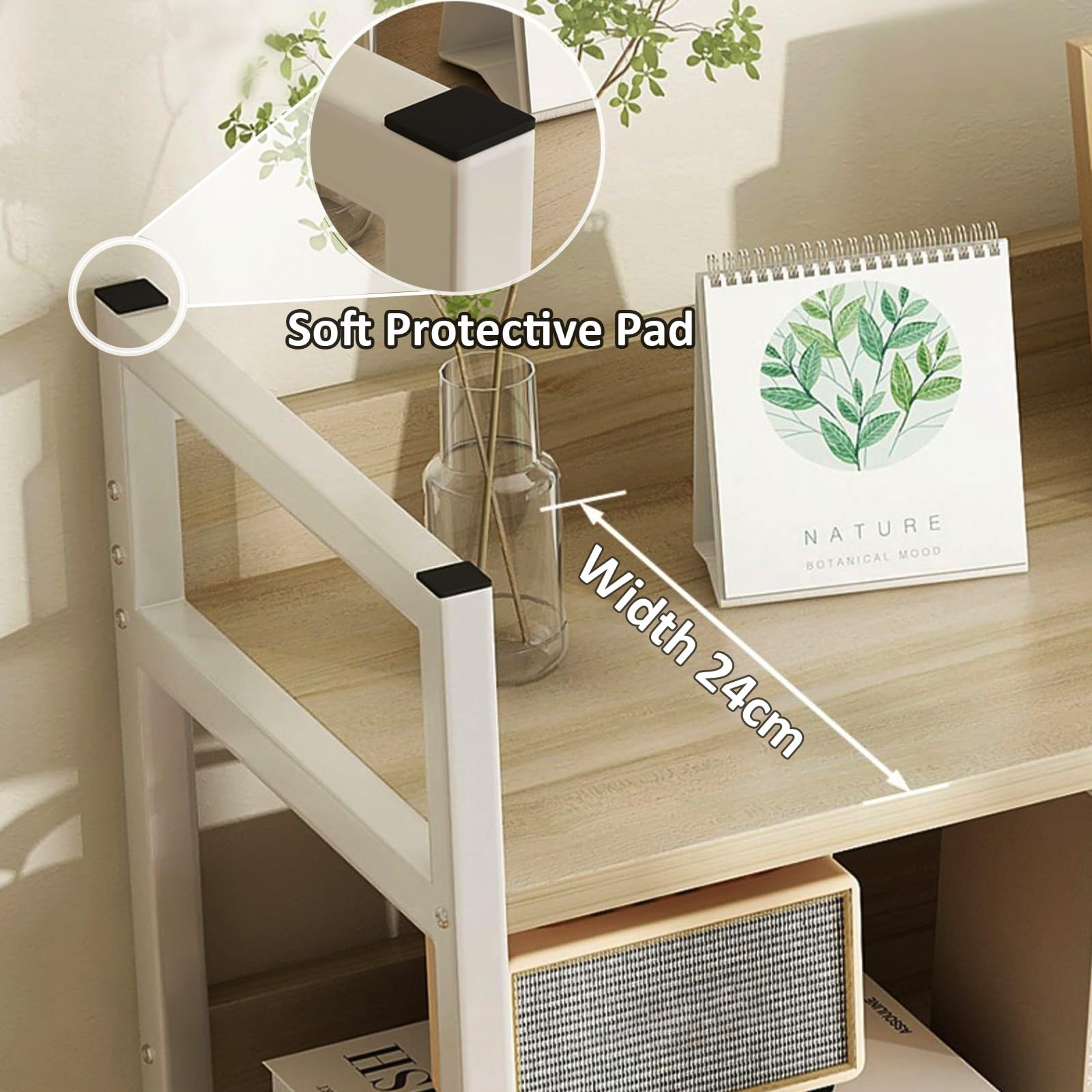 Étagère Bureau À Poser sur Bureau Rangement Etagere de Bureau, étagère de Bibliothèque, Organisateur de Table, Étagère de Rangement(White,50cm*24cm*60cm)