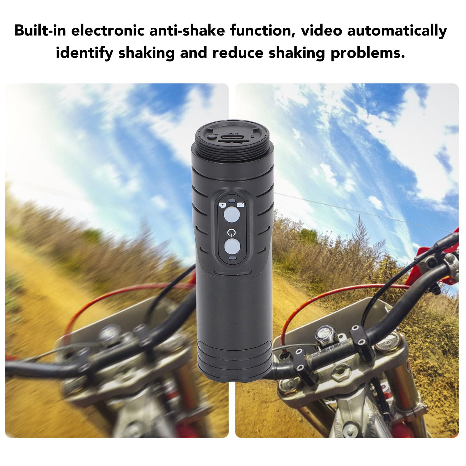 Kamera Motocyklowa 1080P HD 12 MP, Wodoodporna Bezprzewodowa Kamera Sportowa Rowerowa WIFI IP66, Długi Czas Pracy Baterii, Jednoczesne ładowanie i Nagrywanie z Nagrywaniem w Pętli