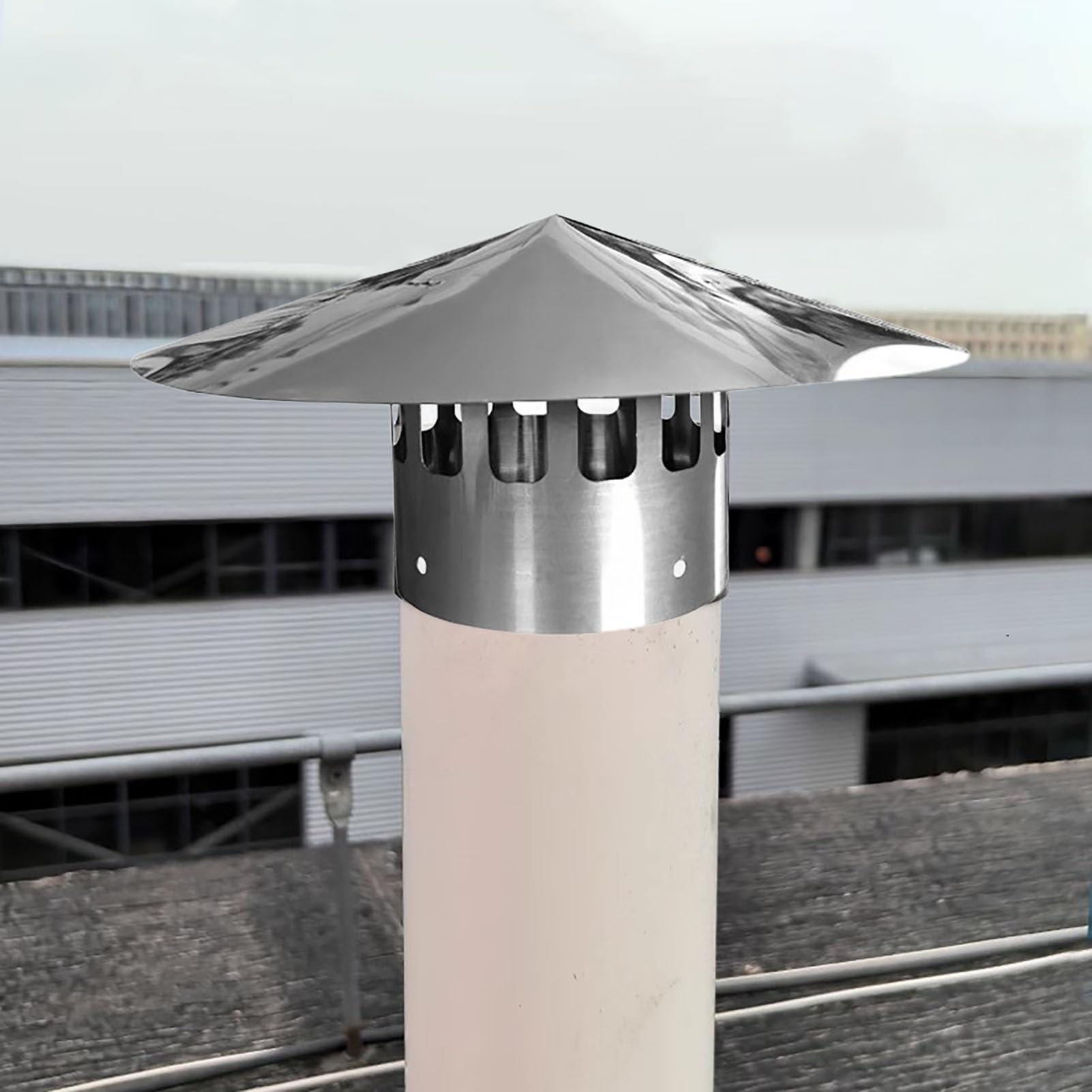 BHFLJSAQ Chimney Rain Caps,Stainless Steel Chimney Cap for Fireplace & Furnace, 4.3" Round Vent Cover, Cone Top Exhaust Cowl, Rain Protection Flue Insulation, Durable Pipe Rain Cover