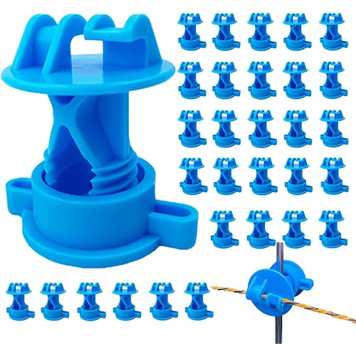 30PCS Screw Electric Fence Wire Insulators, Screw Tight Round Post Insulator, Fence Wire Holding Insulator for Garden Ranch Farm Round Metal Post