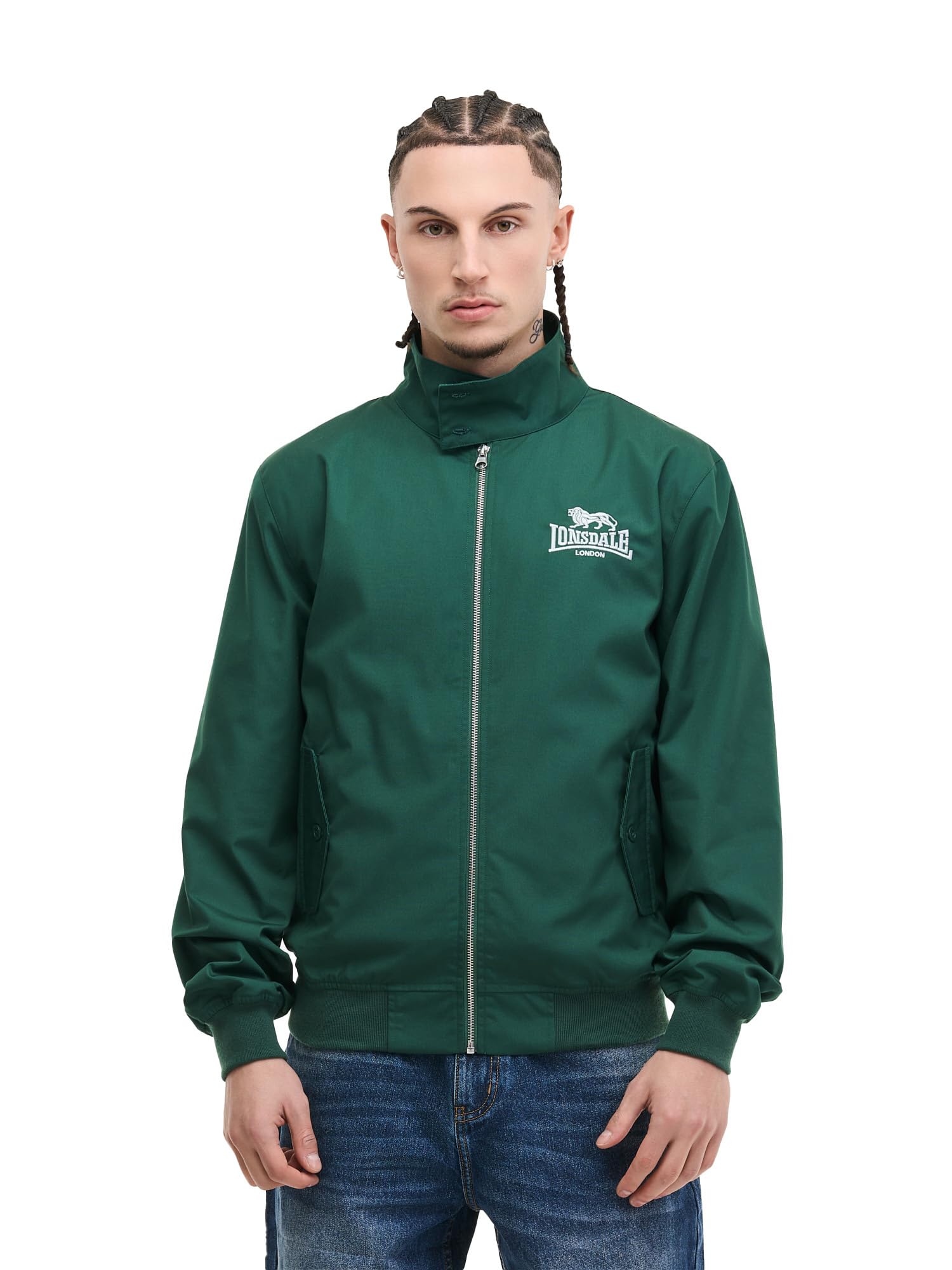 Lonsdale Herren Jacke schmale Passform CLASSIC, Bottle Green/Silver, L