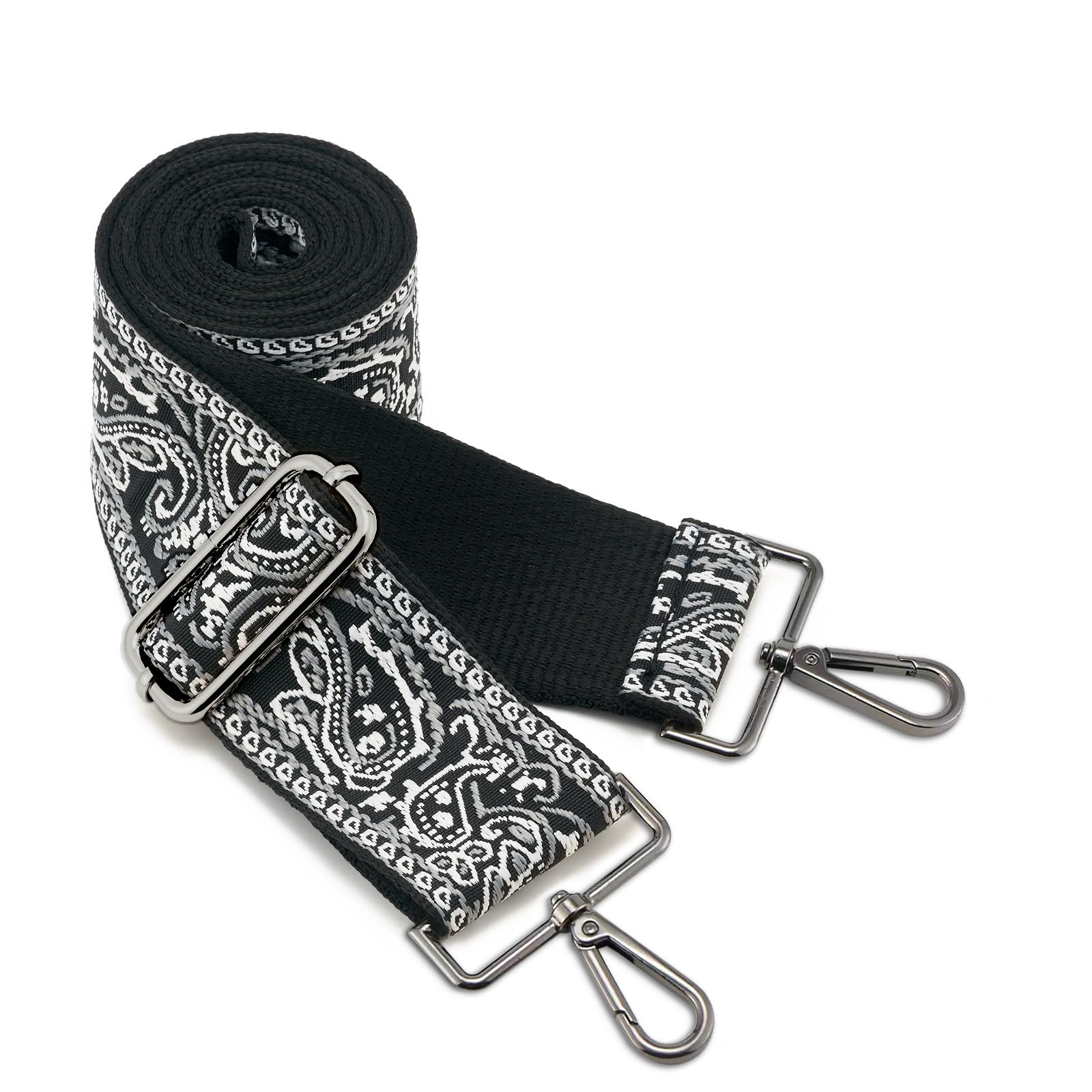 ZOOEASS Nickel Buckles Wide Shoulder Strap Adjustable Replacement Belt Gun Buckles Guitar Style Crossbody Bag Strap