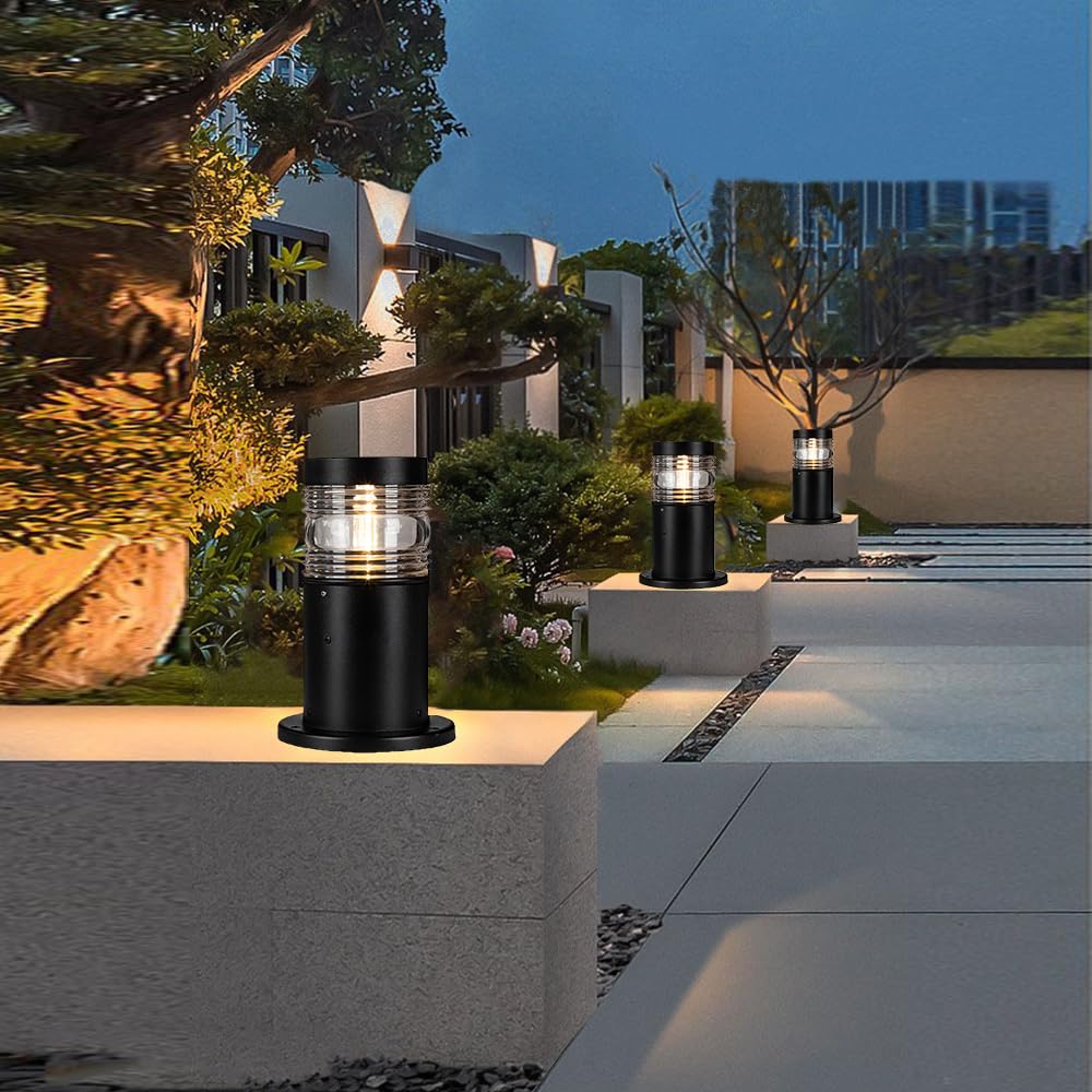 Retro Lámpara de Sobremuro para Exteriores,Impermeable Luces de Pedestal Camino Luces Poste Aluminio Farola de Exterior E27 Jardín metal Patio Paredes Porche Terraza villa puerta balcón (D)