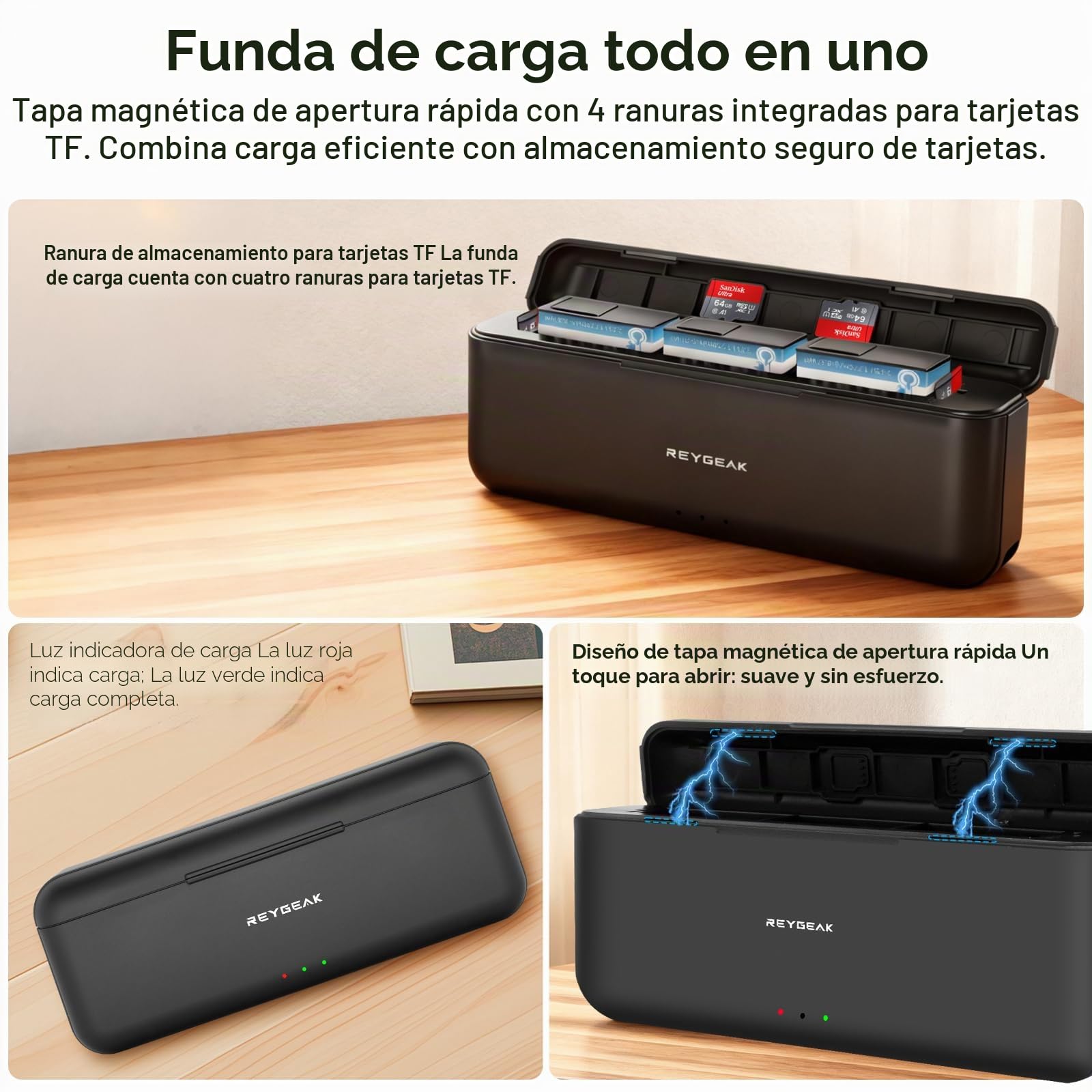 REYGEAK Batería y Cargador para dji Osmo Action 6/5/4/3-2 Baterías de Repuesto 2200mAh con Cargador Triple, Accesorio para Extender la Autonomía de Cámara de OSMO Action Accesorios