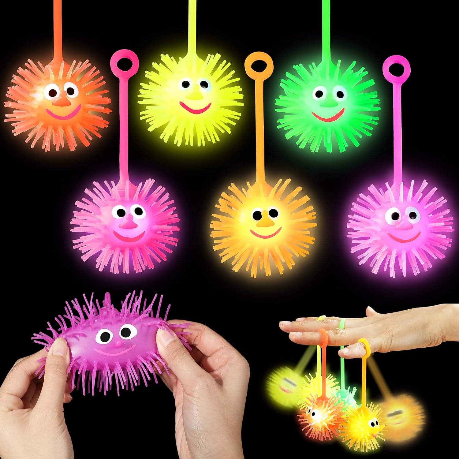 36PCS LED Puffer Balls Bouncy Light Up Ball for Kids 4-12 Toy Stress Ball Flashing Sensory Puffer Toy Glow in The Dark for Classroom Stuffer Sprizes Bulk Kid Pinata Fillers Party Supplies