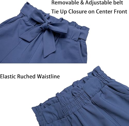 Vista 4 de Pantalones de mujer Pantalones casuales Bolsa de papel Pantalones Cintura elástica Bolsillos delgados