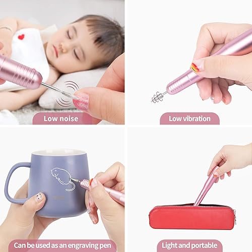 Miniatura 7 de DMD Kit de taladro de uñas eléctrico portátil para inmersión profesional, 20000 RPM, máquina USB para eliminación de uñas acrílicas, con una rebaba