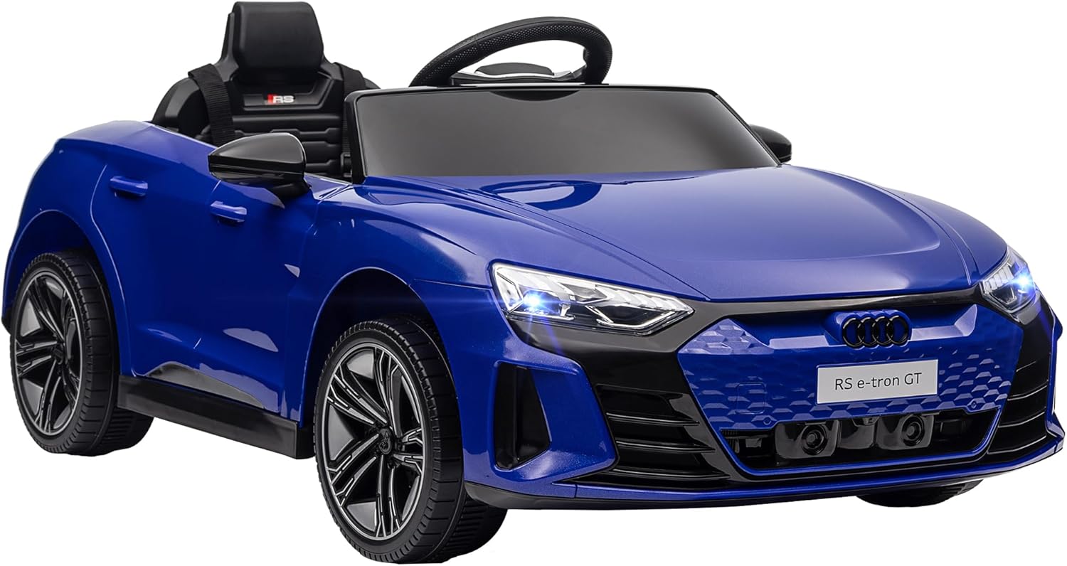 Aosom Electric Car for Kids, 12V Licensed Audi RS E-tron GT 3.1 MPH Kids Ride on Car, Ride-on Toy with Remote Control, 4 Suspension Wheels, Horn, Music, Lights, for Boys and Girls, Dark Blue