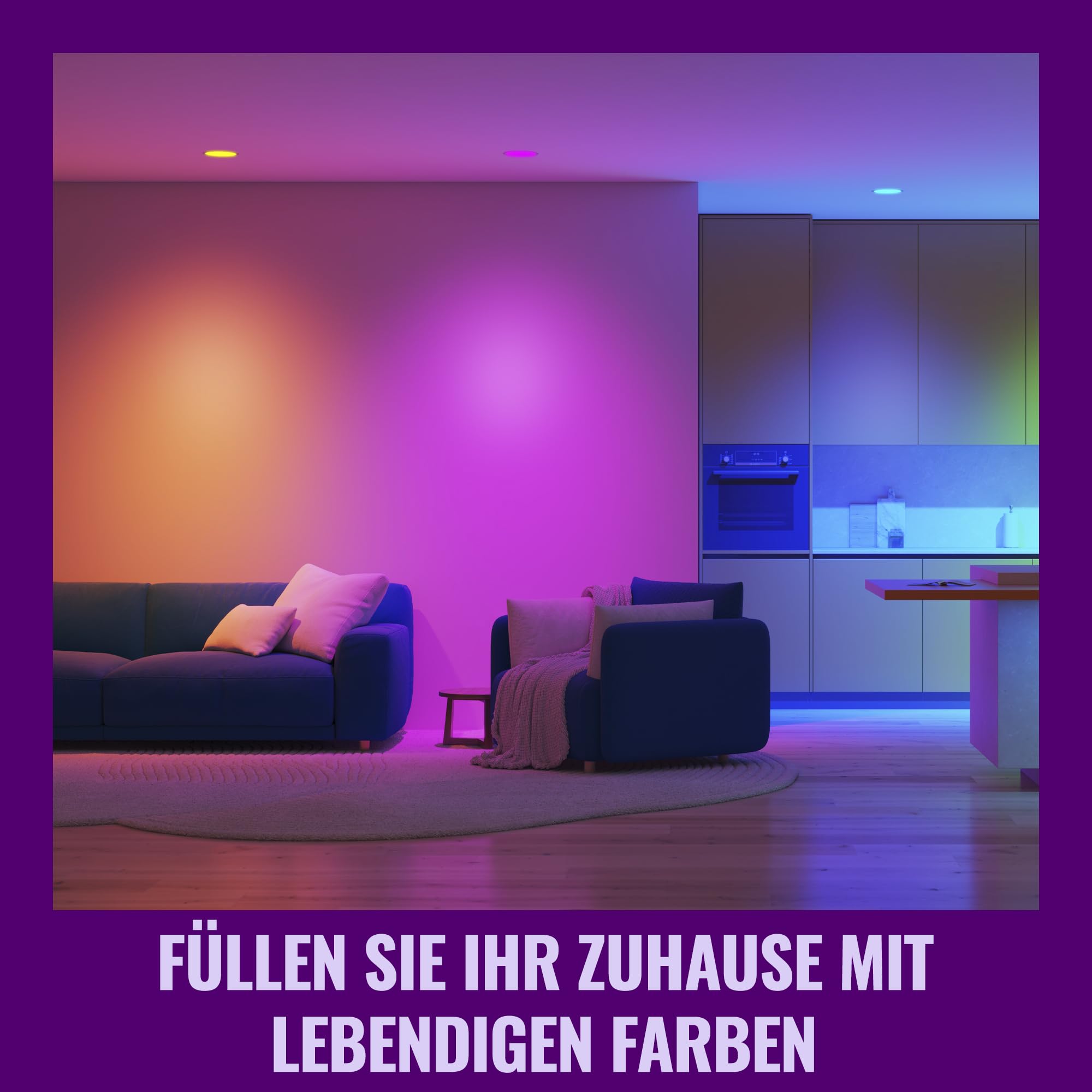 WiZ Smart LED Glass GU10 Spotlight, Full Color and Tunable White, 50 W Äquivalent, 2200–6500 K, 345 Lumen, dimmbar, kompatibel mit Alexa, Google Assistant und Apple Home, 4er-Pack