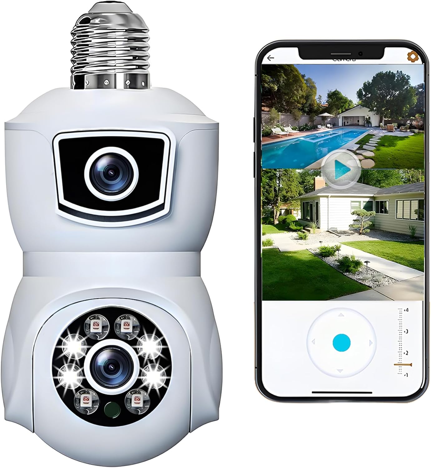 Viaoty Light Bulb Security Camera, 2K Dual Light Socket Security Camera