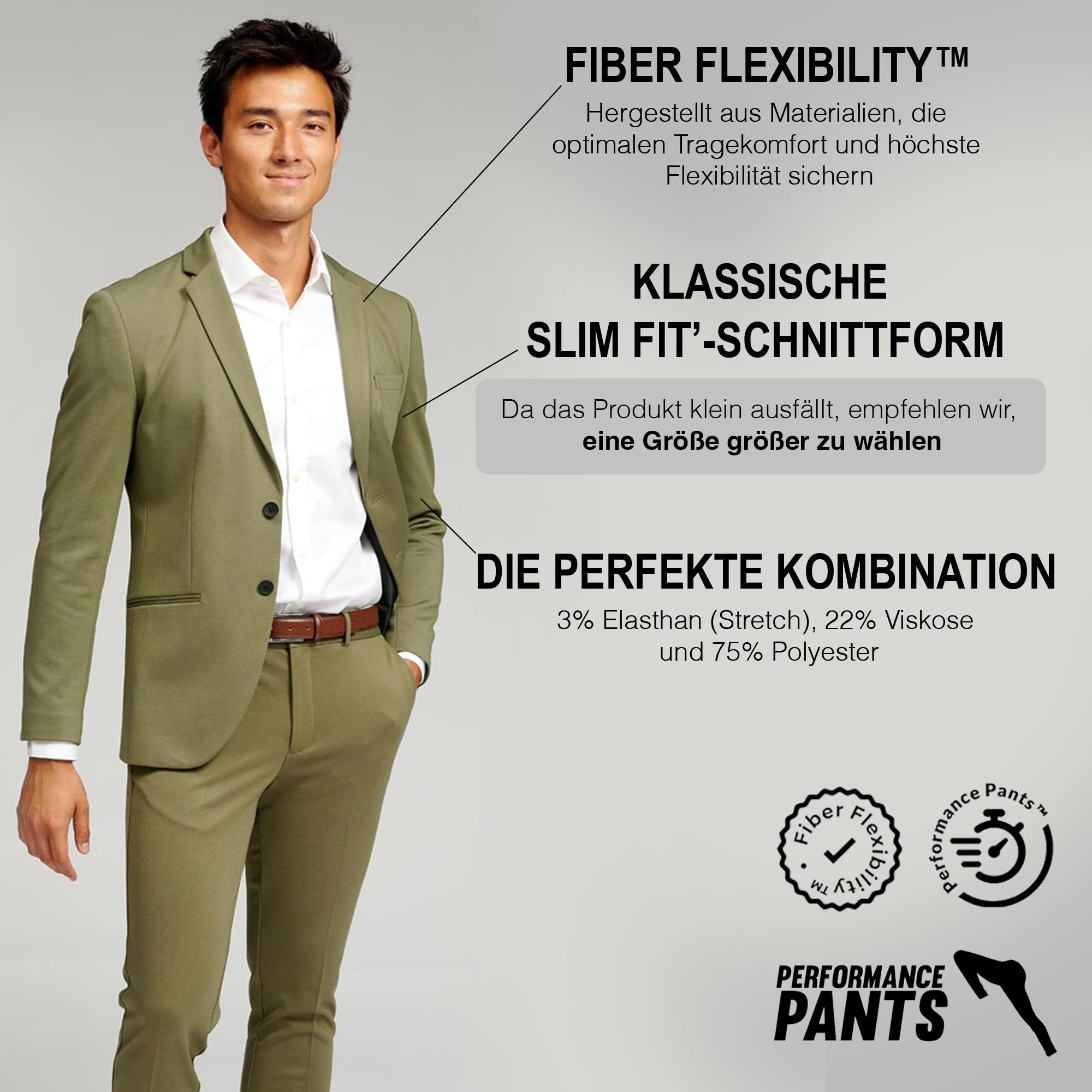 Performance Blazer Herren – Stylischer Slim Fit Herren Stretch Sakko – Herren Stretch Blazer – Bequemer, praktischer Herren Zwei Knopf Blazer für Business & Freizeit